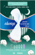 Always, Pure Cotton With Flexfoam Pads For Women Size 5, 18 Count