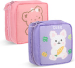 Cute Sanitary Napkin Storage Bag, 2Pcs Portable Period Holder Bag Cartoon Menstrual Pad Bag Kawaii Tampon Pad Holder Purse Pad Pouch With Zipper Suitable For Girls Women(Pink+Purple) Cute Sanitary Napkin Storage Bag, 2Pcs Portable Period Holder Bag Cartoon Menstrual Pad Bag Kawaii Tampon Pad Holder Purse Pad Pouch With Zipper Suitable For Girls Women(Pink+Purple)