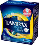 Tampax Pocket Pearl Plastic Tampons, Regular Absorbency, Unscented, 18 Count