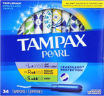 Tampax Pearl Tampons Multipack, Light/Regular/Super Absorbency, With Leakguard Braid, Triple Pack, Unscented, 34 Count Tampax Pearl Tampons Multipack, Light/Regular/Super Absorbency, With Leakguard Braid, Triple Pack, Unscented, 34 Count