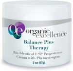 Organic Excellence Balance Plus Therapy - USP Bioidentical Organic Progesterone Cream for Women - with Phytoestrogens - for Menopause Relief and Natural Hormone Balance, 2 oz (57g)