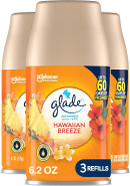 Glade Automatic Spray Air Freshener Refill, Scented Air Freshener For Home And Bathroom, Hawaiian Breeze, 6.2 Oz, 3 Count Glade Automatic Spray Air Freshener Refill, Scented Air Freshener For Home And Bathroom, Hawaiian Breeze, 6.2 Oz, 3 Count