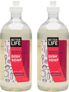 Better Life Dish Soap - Liquid Dishwashing Soap with Vitamin E and Aloe for Home & Kitchen Sink - No Gloves Required Kitchen Soap for Sensitive Skin - 22oz (Pack of 2) Pomegranate