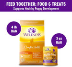 Wellness Complete Health Dry Puppy Food With Grains, 5 Lb Bag And Soft Puppy Bites, 3 Oz Bag, Grain Free Dog Treats, Trial Bundle Wellness Complete Health Dry Puppy Food With Grains, 5 Lb Bag And Soft Puppy Bites, 3 Oz Bag, Grain Free Dog Treats, Trial Bundle