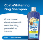 Pet-Ag Fresh N Clean Whitening Snowy-Coat Shampoo, Vanilla Scent - 18 Oz - Bleach-Free Formula To Correct Yellow Discoloration - Strengthens & Moisturizes Coats - Soap Free Pet-Ag Fresh N Clean Whitening Snowy-Coat Shampoo, Vanilla Scent - 18 Oz - Bleach-Free Formula To Correct Yellow Discoloration - Strengthens & Moisturizes Coats - Soap Free