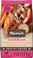 Merrick Healthy Grains Premium Dry Dog Food For Small Dogs, Wholesome And Natural Kibble, Small Breed Recipe - 4.0 Lb. Bag