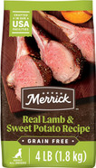 Merrick Premium Grain Free Dry Adult Dog Food, Wholesome And Natural Kibble With Real Lamb And Sweet Potato - 4.0 Lb. Bag