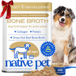 Native Pet Bone Broth For Dogs & Cats  Dog Bone Broth Powder, Dog Food Topper For Picky Eaters  Cat Broth & Dog Broth - Dog Gravy Topper For Dry Food  Pet Food Beef Broth For Dogs & Cats - 4.75Oz