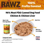 Rawz 96% Meat Canned Wet Food For Dogs 12 Pack/ 12.5 Oz. Cans (Chicken/Chicken Liver) Rawz 96% Meat Canned Wet Food For Dogs 12 Pack/ 12.5 Oz. Cans (Chicken/Chicken Liver)