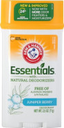 ARM & HAMMER Essentials Solid Deodorant, Clean(Juniper Berry), Wide Stick, 2.5 oz. (Pack of 3)