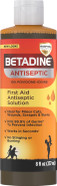 Betadine Antiseptic Liquid First Aid Solution, Povidone-Iodine 10%, Infection Protection, Kills Germs In Minor Cuts Scrapes And Burns, No Sting Promise, No Alcohol Or Hydrogen Peroxide, 8 Fl Oz