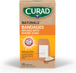 Curad Naturals Arm & Hammer Baking Soda Bandages 2" X 4", Individually Wrapped Sterile Bandage, First Aid Kit Essential, Protects Scrapes And Cuts, Absorbent And Self-Adhesive,10-Count-4 Boxes