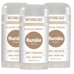 HUMBLE BRANDS Aluminum-Free Deodorant, Vegan and Cruelty- free, Formulated for Sensitive Skin, Simply Unscented, 2.5 Ounce (Pack of 3)2.50 Ounce (Pack of 3)