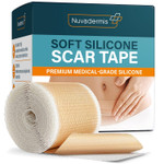 Nuvadermis Silicone Scar Tape For Surgical Scars - 120" X 1.5" Roll - Extra Long Medical Grade Silicone Scar Tape For C-Section, Tummy Tuck, Keloid, And Surgical Scars - Reusable Tape Strips - 2 Pack