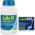 Advil Liqui-Gels Pain Reliever And Fever Reducer, Pain Medicine For Adults With Ibuprofen 200Mg For Headache, Backache, Menstrual Pain And Joint Pain Relief - 200 Capsules, Advil Pm Ibuprofen - 2 Ct
