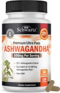 Ashwagandha Supplements - Extra Strength Ashwagandha Capsules With 500Mg 20 To 1 Root Extract Equivalent To 10,000Mg Ashwaganda Powder - Vegan Safe, Gluten Free, Non-Gmo, 60 Servings (120 Count)