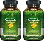 Irwin Naturals Extra Strength Ashwagandha - 60 Liquid Soft-Gels - Helps Boost Physical & Mental Performance - With Tumeric & Milk Thistle - 60 Servings