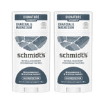 Schmidt's Aluminum Free Natural Deodorant Charcoal & Magnesium 2 Count For Women and Men, with 24 Hour Odor Protection, Certified Cruelty Free, Vegan Deodorant, 2.65oz