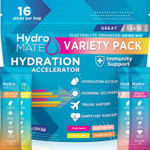 Hydromate Electrolytes Powder Packets Low Carb Hydration Accelerator Drink Mix Party Relief Plus Vitamin C Variety Pack 16 Sticks