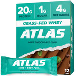 Atlas Protein Bar, 20G Protein, 1G Sugar, Clean Ingredients, Gluten Free (Mint Chocolate Chip, 12 Count (Pack Of 1)) Atlas Protein Bar, 20G Protein, 1G Sugar, Clean Ingredients, Gluten Free (Mint Chocolate Chip, 12 Count (Pack Of 1))