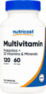 Nutricost Multivitamin With Probiotics 120 Vegetarian Capsules - Packed With Vitamins & Minerals Nutricost Multivitamin With Probiotics 120 Vegetarian Capsules - Packed With Vitamins & Minerals