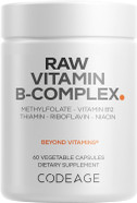 Codeage Raw Vitamin B-Complex Supplement - Essential B Vitamins With Probiotics, Digestive Enzymes, Fruits & Vegetables - 2-Month Supply - Methylfolate - Biotin - Vitamin B12 - Non-Gmo - 60 Capsules