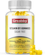 Vitamin B1 Gummies - Benfotiamine 300Mg & Thiamine 100Mg, Sugar-Free, Vitamin B Complex Gummies, Energy Boost & Nervous System Health For Women Men Adults, 60 Gummies