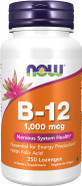 Now Foods Supplements, Vitamin B-12 1,000 Mcg With Folic Acid, Nervous System Health*, 250 Chewable Lozenges Now Foods Supplements, Vitamin B-12 1,000 Mcg With Folic Acid, Nervous System Health*, 250 Chewable Lozenges
