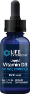 Life Extension Liquid Vitamin D3 (Mint)  Bone, Brain And Immune Support In Liquid Form  Non-Gmo  Gluten-Free  50 Mcg (2000 Iu) 1 Fl. Oz (29.57 Ml)