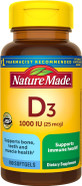 Nature Made Vitamin D3 1000 Iu (25 Mcg), Dietary Supplement For Bone, Teeth, Muscle And Immune Health Support, 100 Softgels, 100 Day Supply
