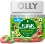 Olly Fiber Gummy Rings, 5G Prebiotic Fiber, Fos (Fructo-Oligosaccharides), Digestive Support, Berry Melon 50Ct