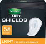 Depend Incontinence Shields For Men, Light Absorbency, 58 Count, Packaging May Vary Depend Incontinence Shields For Men, Light Absorbency, 58 Count, Packaging May Vary