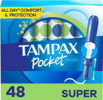 Tampax Pocket Pearl Tampons, With Leakguard Braid, Super Absorbency, Unscented, 16 Count X 3 Packs (48 Count Total) Tampax Pocket Pearl Tampons, With Leakguard Braid, Super Absorbency, Unscented, 16 Count X 3 Packs (48 Count Total)