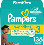 Pampers Swaddlers Diapers - Size 3, 136 Count, Ultra Soft Disposable Baby Diapers Pampers Swaddlers Diapers - Size 3, 136 Count, Ultra Soft Disposable Baby Diapers