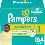 Pampers Swaddlers Diapers - Size 1, 164 Count, Ultra Soft Disposable Baby Diapers Pampers Swaddlers Diapers - Size 1, 164 Count, Ultra Soft Disposable Baby Diapers
