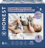 The Honest Company Clean Conscious Overnight Diapers | Plant-Based, Sustainable | Cozy Cloud + Star Signs | Club Box, Size 5 (27+ Lbs), 40 Count The Honest Company Clean Conscious Overnight Diapers | Plant-Based, Sustainable | Cozy Cloud + Star Signs | Club Box, Size 5 (27+ Lbs), 40 Count