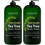 Majestic Pure Tea Tree Body Wash With Collagen - Helps Nail Fungus, Athletes Foot, Ringworms, Jock Itch, Acne, Eczema & Body Odor - Soothes Itching - (Packaging May Vary), Set Of 2, 16 Fl Oz Majestic Pure Tea Tree Body Wash With Collagen - Helps Nail Fungus, Athletes Foot, Ringworms, Jock Itch, Acne, Eczema & Body Odor - Soothes Itching - (Packaging May Vary), Set Of 2, 16 Fl Oz