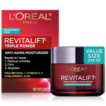 L'Oreal Paris Revitalift Triple Power Anti-Aging Face Moisturizer, Pro Retinol, Hyaluronic Acid & Vitamin C, Reduce Wrinkles 2.55 Oz