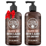 Viking Revolution Majestic Oud Mens Shampoo And Conditioner Set With Biotin And Jojoba Oil - Natural Hair Shampoo And Hair Conditioner For Men With Vitamin B5 - Mens Shampoo For Thinning Hair (17Oz)