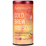 The Republic Of Tea  Cold Brew Hibiscus Pineapple Coconut Iced Tea, Large Herbal Iced Tea Pouches, Steeps Six One-Quart Pitchers