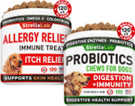 Allergy Relief + Probiotics Dogs Bundle - Itchy Skin Treatment + Digestive Enzymes - Omega 3 & Pumpkin + Prebiotics - Dogs Itching & Licking Treats + Improve Digestion - 240 Chews - Made In Usa Allergy Relief + Probiotics Dogs Bundle - Itchy Skin Treatment + Digestive Enzymes - Omega 3 & Pumpkin + Prebiotics - Dogs Itching & Licking Treats + Improve Digestion - 240 Chews - Made In Usa