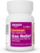 Amazon Basic Care Ultra Strength Gas Relief Softgels, Simethicone 180 Mg, Antigas, 60 Count, Orange