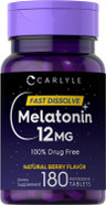 Carlyle Melatonin 12 Mg Fast Dissolve 180 Tablets | Drug Free | Natural Berry Flavor | Vegetarian, Non-Gmo, Gluten Free Carlyle Melatonin 12 Mg Fast Dissolve 180 Tablets | Drug Free | Natural Berry Flavor | Vegetarian, Non-Gmo, Gluten Free
