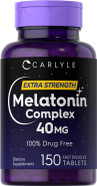 Carlyle Melatonin 40Mg Complex | 150 Fast Dissolve Tablets | Extra Strength Support | With Ashwagandha And Chamomile | Vegetarian, Non-Gmo, Gluten Free Supplement