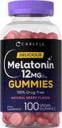 Carlyle Melatonin Gummies 12Mg | 100 Count | Berry Flavor | Vegan Supplement | Non-Gmo, Gluten Free Carlyle Melatonin Gummies 12Mg | 100 Count | Berry Flavor | Vegan Supplement | Non-Gmo, Gluten Free
