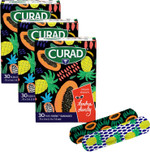 Curad Kendra Dandy Designer Adhesive Fabric Bandages (90 Count), 2 Colorful Patterns - Pineapples And Papayas, First Aid Bandages Are .75" X 3", 30 Count Boxes (3 Pack)