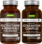 Multivitamin & Minerals For Women + Astaxanthin Complex Vegan Bundle, Sustained Release Advanced Multivitamin With Iron + Natural 4 Mg H. Pluvialis Astaxanthin, By Igennus