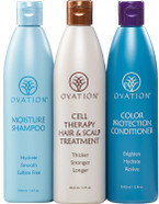 Ovation Hair 3-Step Bundle For Dry, Color-Treated Hair - With Moisture Shampoo, Cell Therapy Hair Growth & Healthy Scalp Treatment, Color Conditioner - Brighten, Nourish, & Hydrate Dyed/Bleached Hair