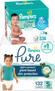 Pampers Pure Protection Disposable Baby Diapers Size 5, One Month Supply (132 Count) With Aqua Pure Baby Wipes, 6X Pop-Top Packs (336 Count) Pampers Pure Protection Disposable Baby Diapers Size 5, One Month Supply (132 Count) With Aqua Pure Baby Wipes, 6X Pop-Top Packs (336 Count)