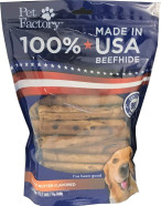 Pet Factory 100% Made In Usa Beefhide 5" Chip Rolls Dog Chew Treats - Peanut Butter Flavor, 20 Count/1 Pack